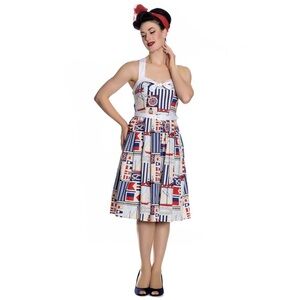 Hell Bunny Lighthouse Nautical Retro Pinup Colorful Dress Size Large